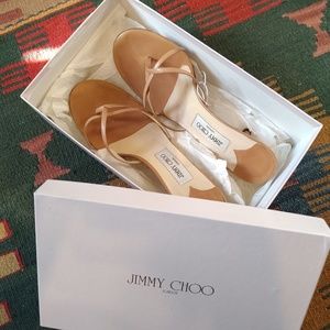 Jimmy Choo Camel Nude Heel Sandals sz 9.5
